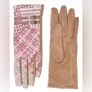 New le lux collection tan & soft pink print buckle stretch touch screen gloves
